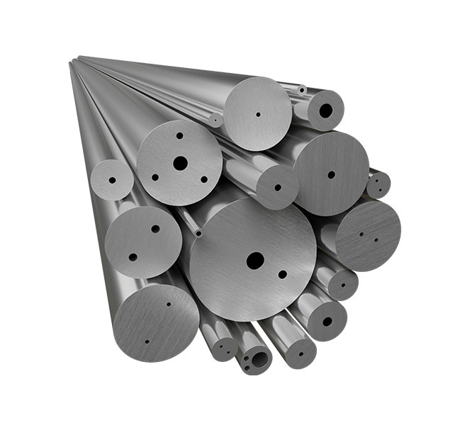 set of bars with holes and cannulated bars showing the diversity of geometries